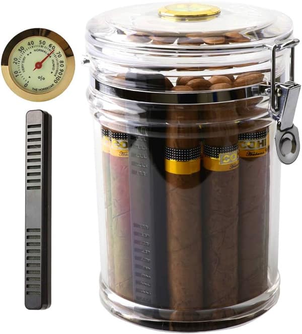 XIFEI Acrylic Humidor Jar with Humidifier and Hygrometer